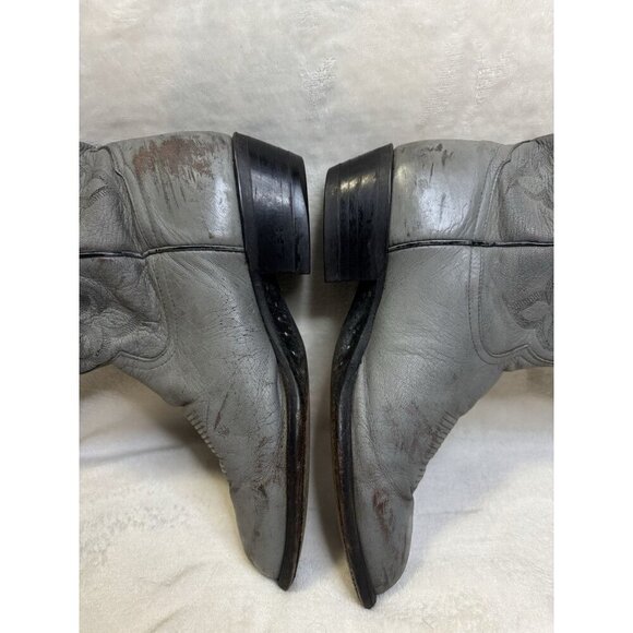 TONY LAMA Cowboy Boots Mens Gray Leather Western Pull On Rodeo 10EE READ - Picture 16 of 16
